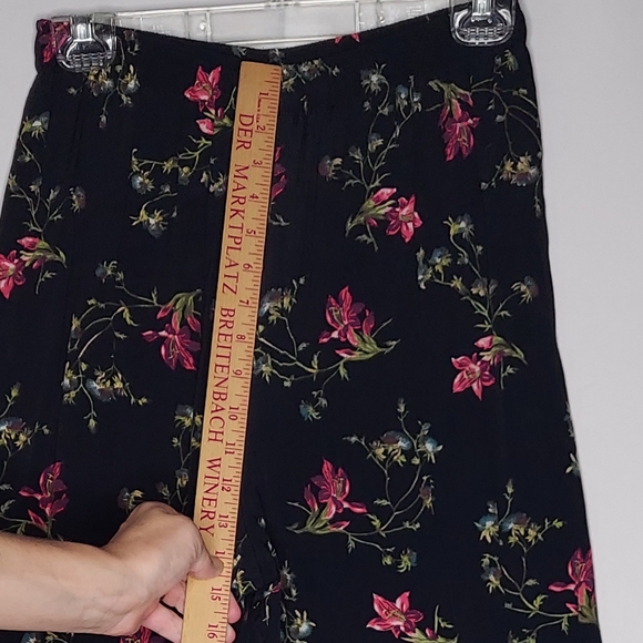 Carol Anderson vtg Dark Floral Pants 8 Elastic Waist Pullon Straight Leg 80s 90s - Picture 6 of 9